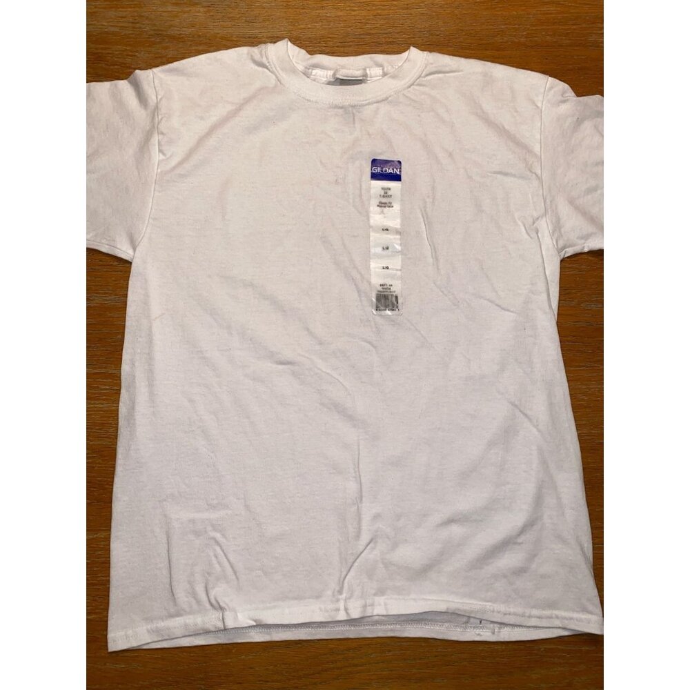 Gildan White Cotton T-Shirt Size YXL